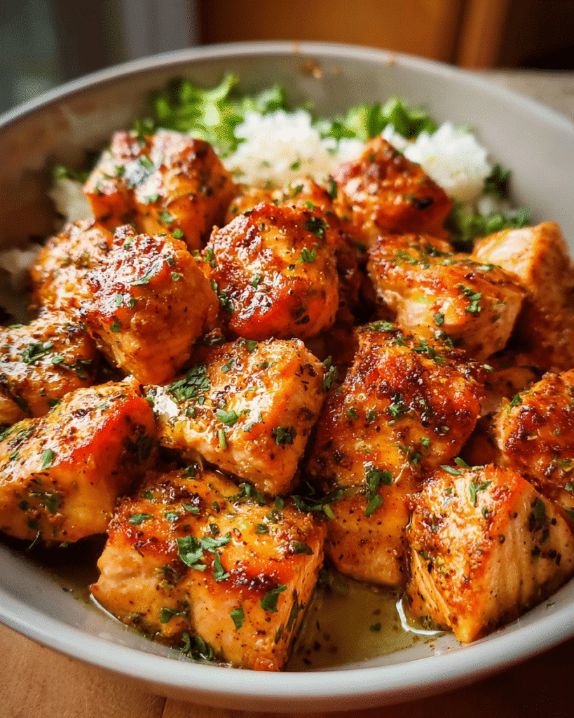 Cajun Baked Salmon Bites on a sheet pan