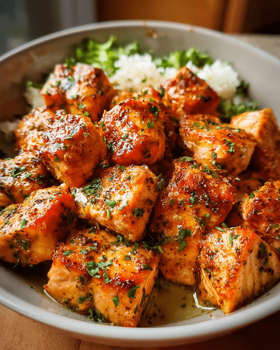 Cajun Baked Salmon Bites on a sheet pan