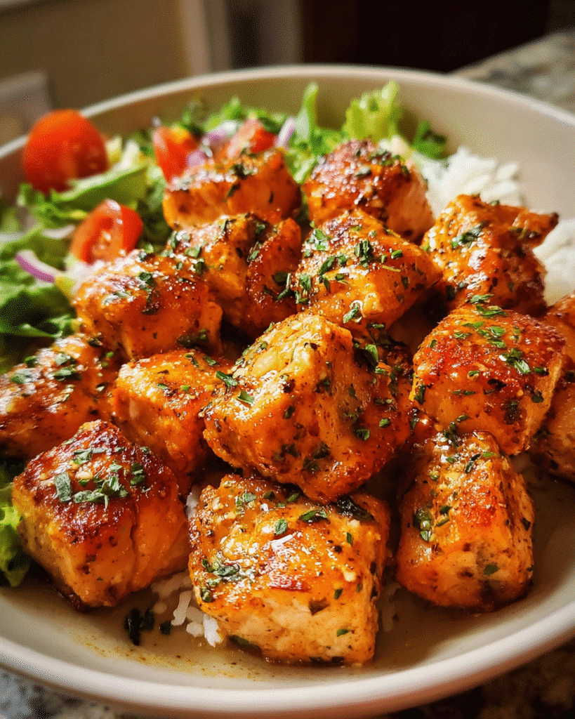Cajun Baked Salmon Bites on a sheet pan