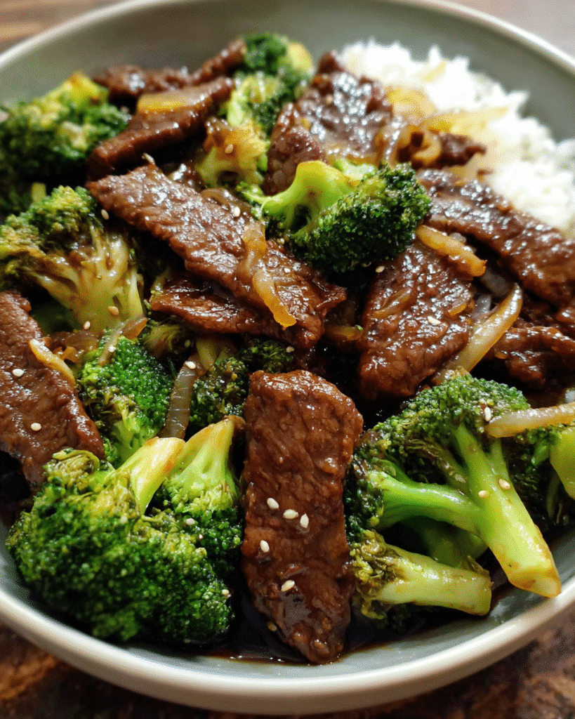 Easy Beef and Broccoli stir-fry in skillet
