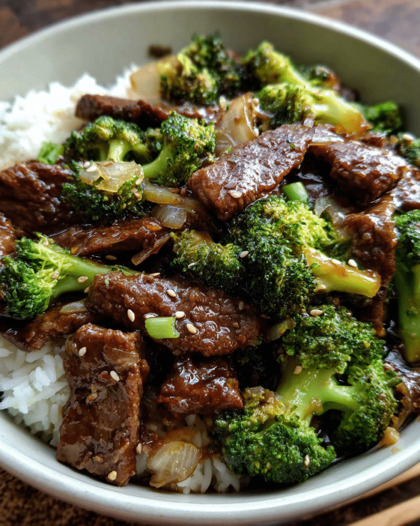 Easy Beef and Broccoli stir-fry in skillet