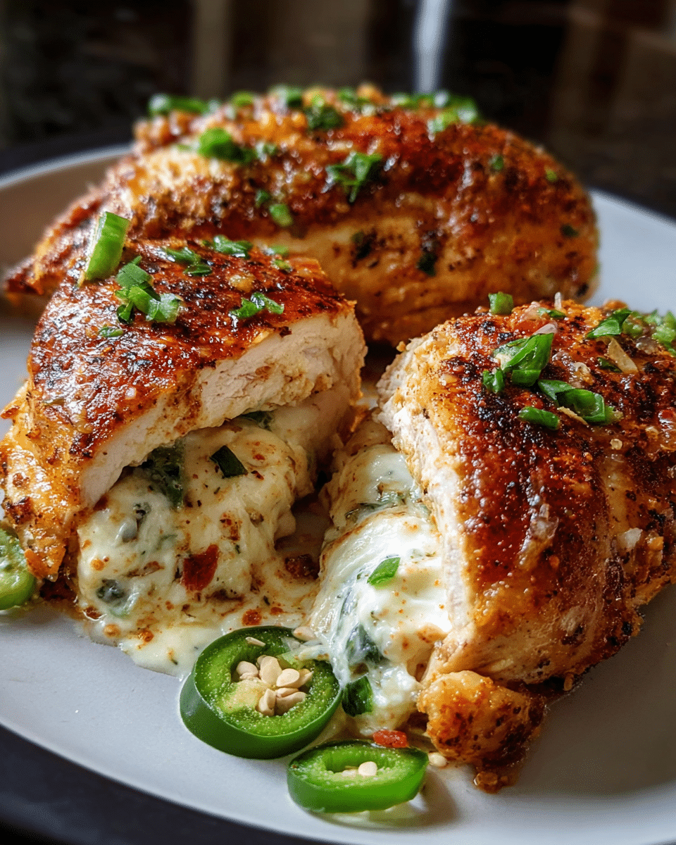 Creamy Jalapeno Popper Stuffed Chicken baked to perfection