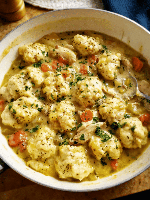 Chicken and dumplings in a creamy homemade sauce