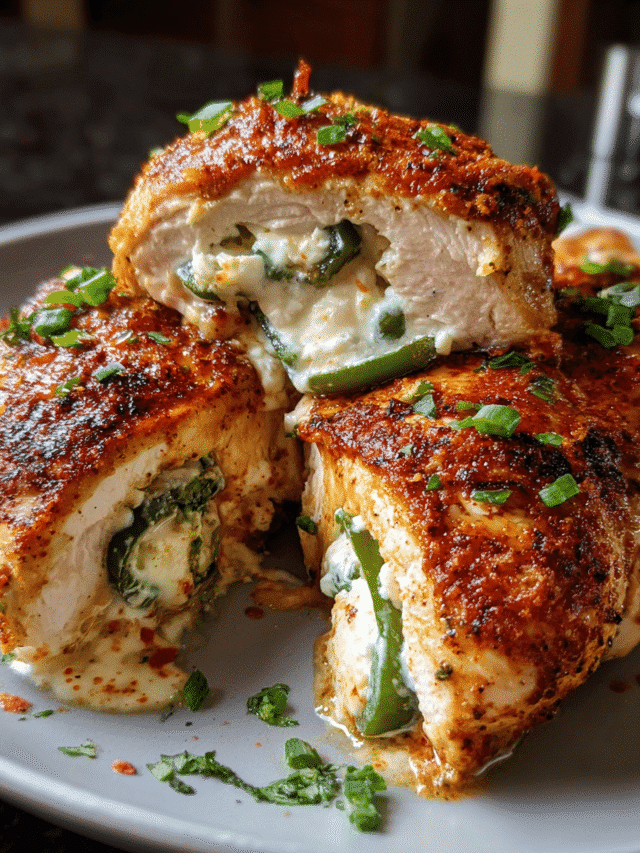 Creamy Jalapeno Popper Stuffed Chicken baked to perfection