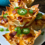 BBQ Chicken Jalapeno Popper Cupcakes in crispy wonton cups