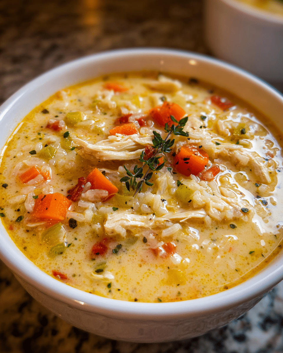 Bowl of creamy Cajun chicken and rice stew