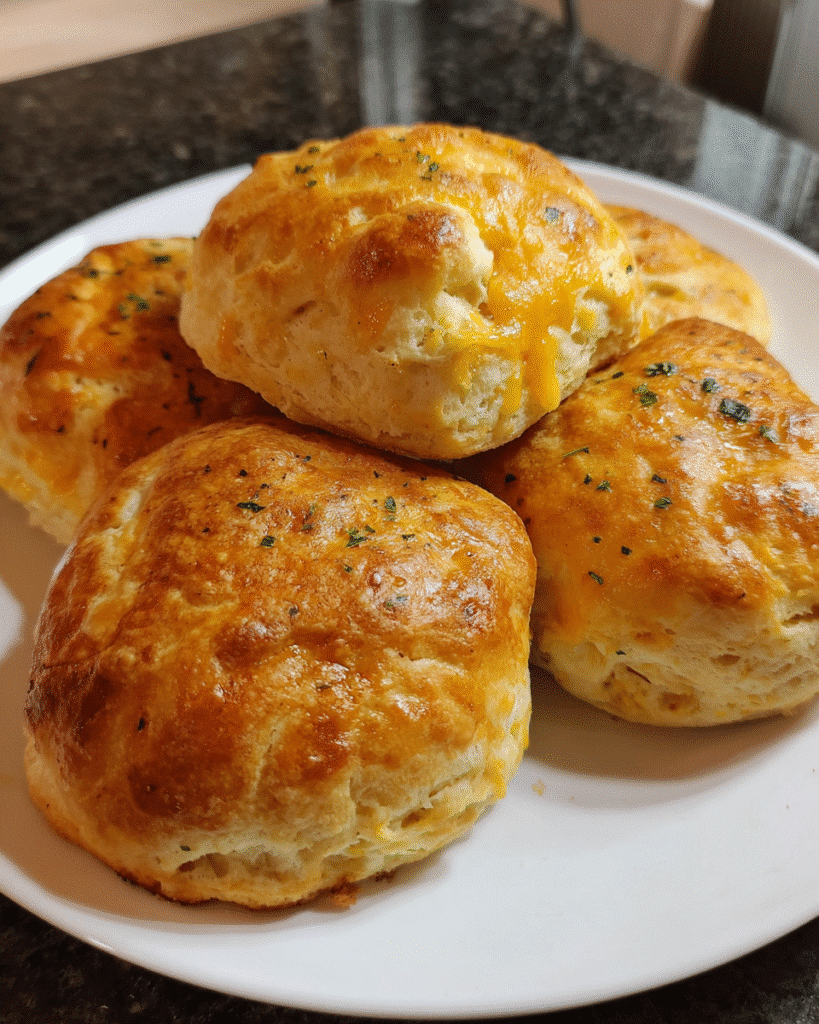 Cheesy chicken stuffed biscuits baked until golden