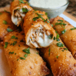 Cheesy jalapeno chicken rolls served with creamy jalapeño dipping sauce