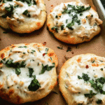 Chicken Alfredo Biscuit Pizza baked on fluffy biscuit crust