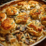 Chicken & Mushroom Cobbler with golden topping