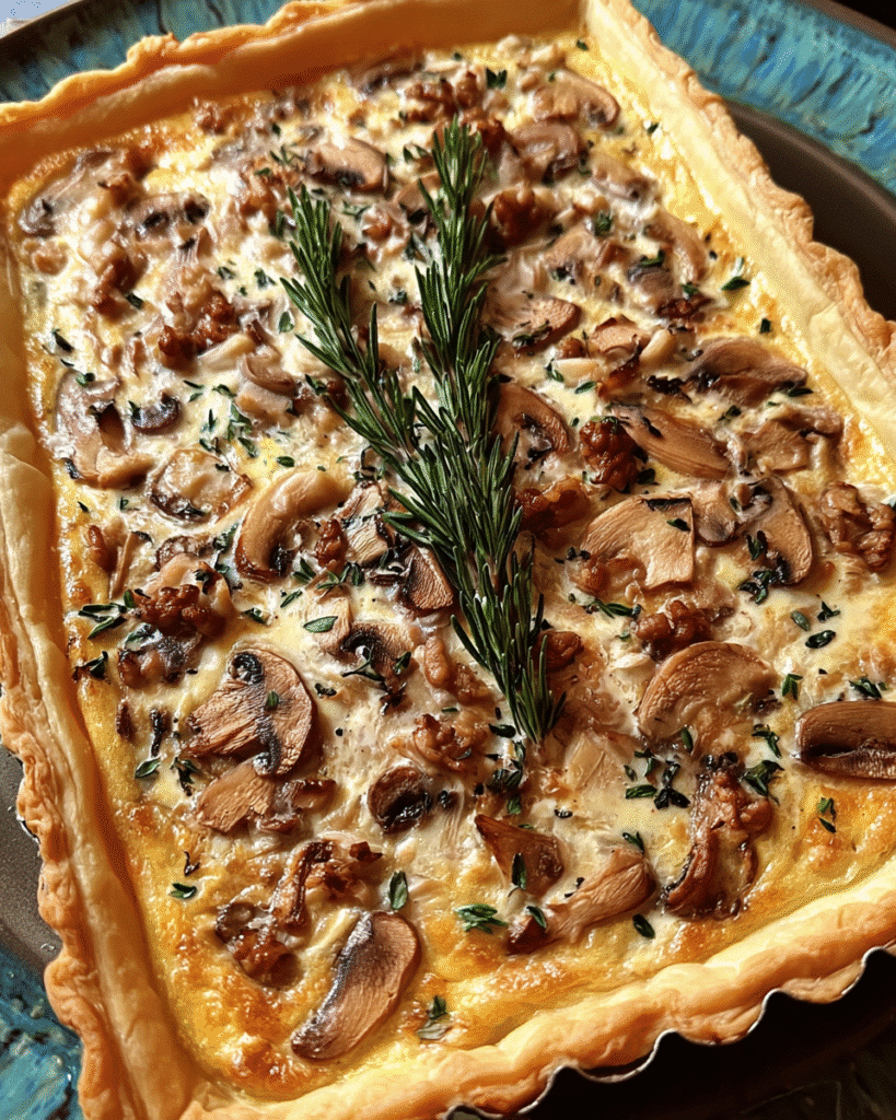 Chicken Mushroom Tart on a flaky puff pastry base