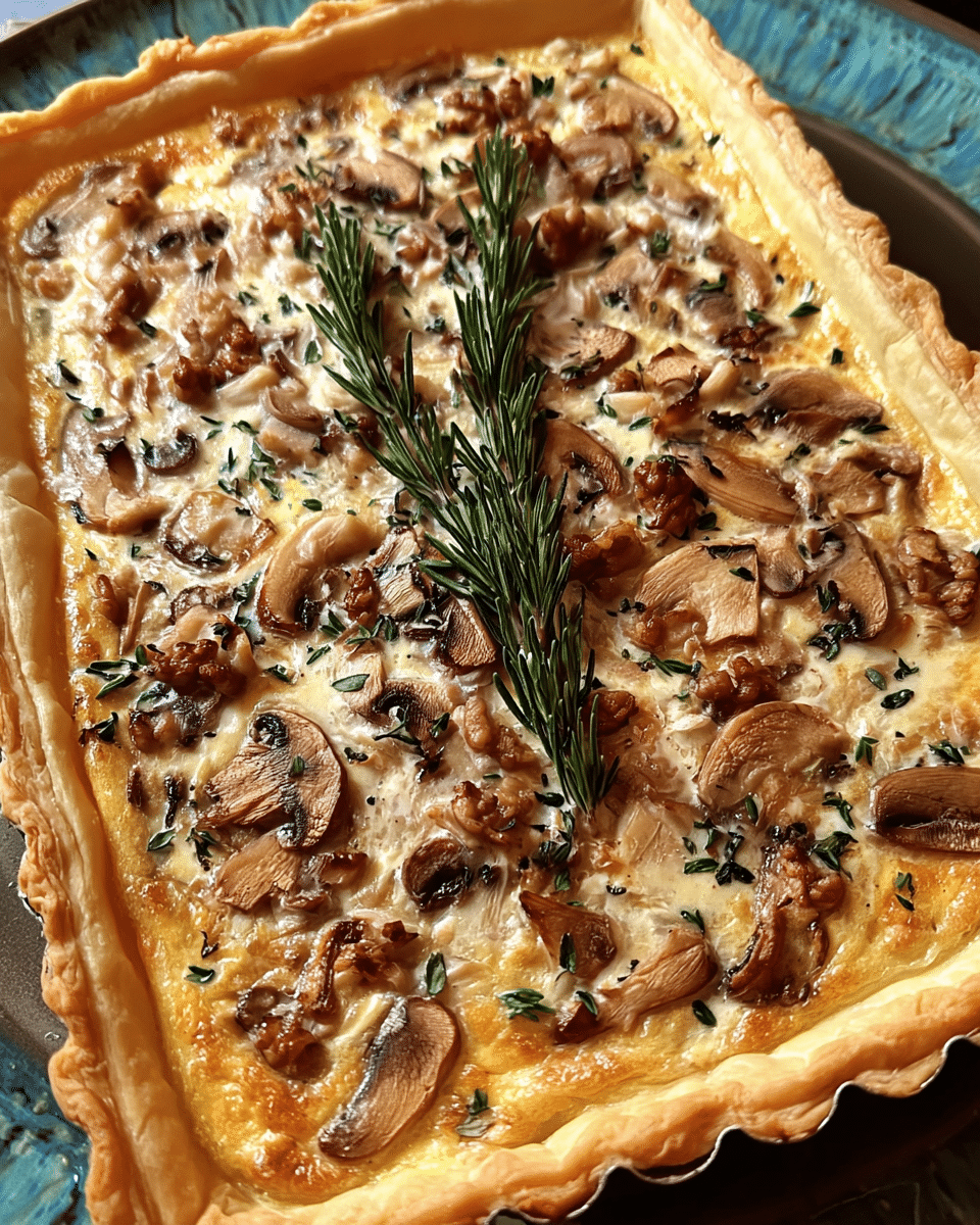 Chicken Mushroom Tart on a flaky puff pastry base