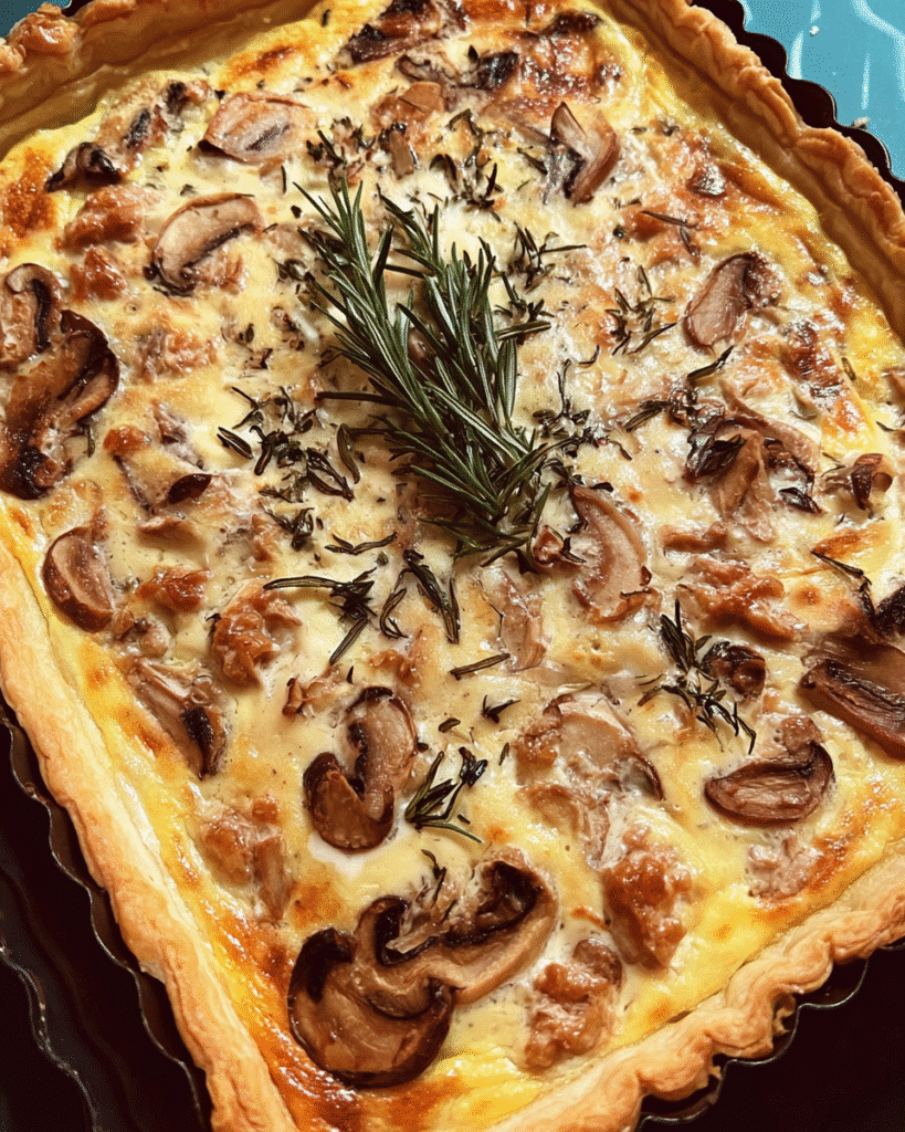 Chicken Mushroom Tart on a flaky puff pastry base
