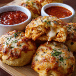 Chicken Parmesan Biscuit Bombs baked golden and cheesy