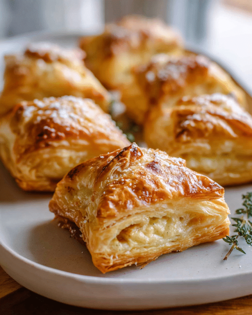 Golden Chicken Puff Pastry filled with creamy seasoned chicken