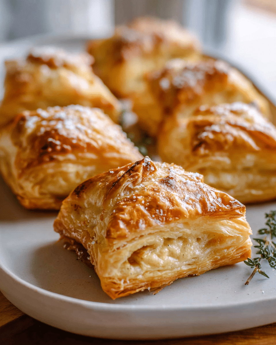 Golden Chicken Puff Pastry filled with creamy seasoned chicken