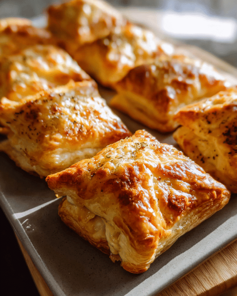 Golden Chicken Puff Pastry filled with creamy seasoned chicken