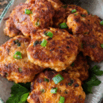 Jalapeño Cheddar Chicken Fritters on a serving plate