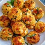 Mozzarella Stuffed Chicken Meatballs baked golden with gooey cheese