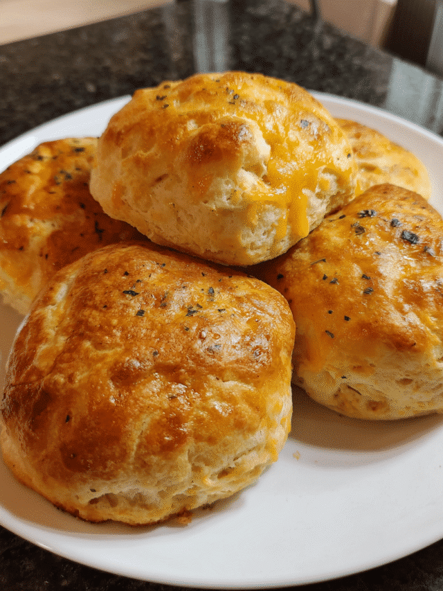 Cheesy chicken stuffed biscuits baked until golden