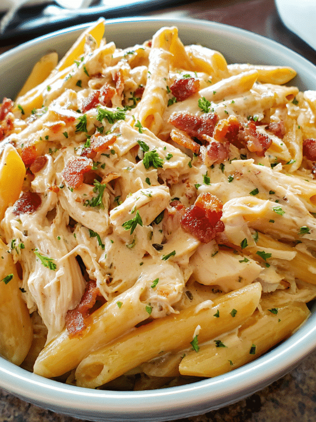 Cheesy ranch chicken pasta served creamy and hot