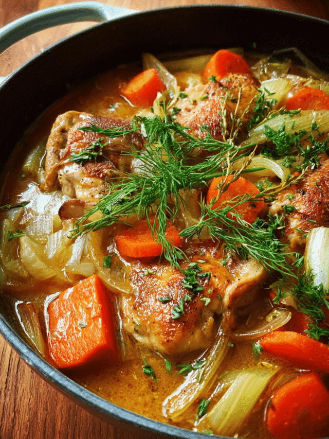 Chicken and fennel stew with tender vegetables