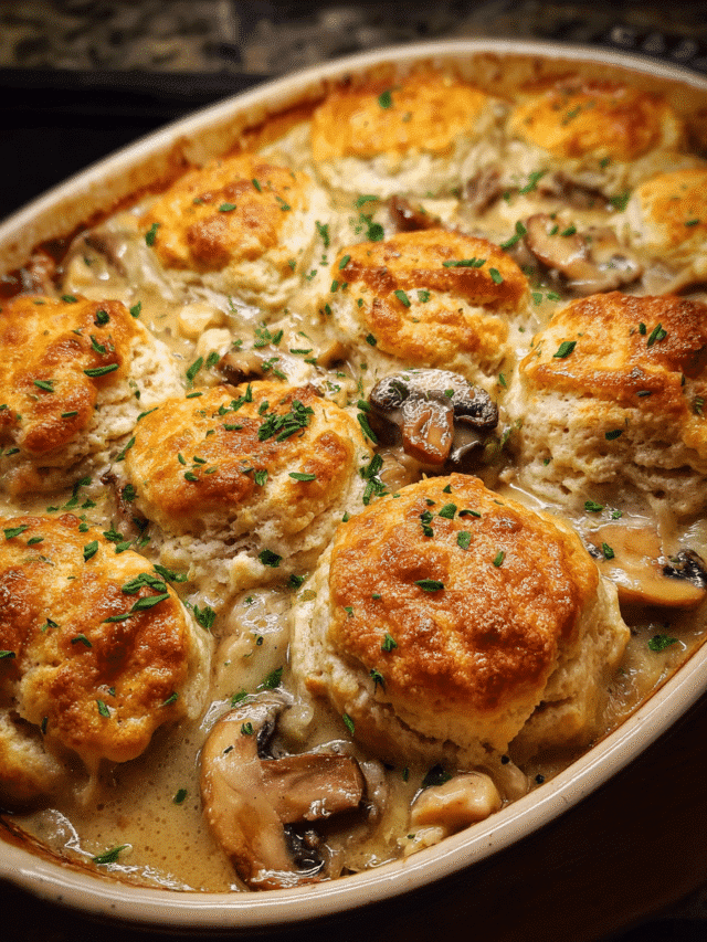 Chicken & Mushroom Cobbler with golden topping
