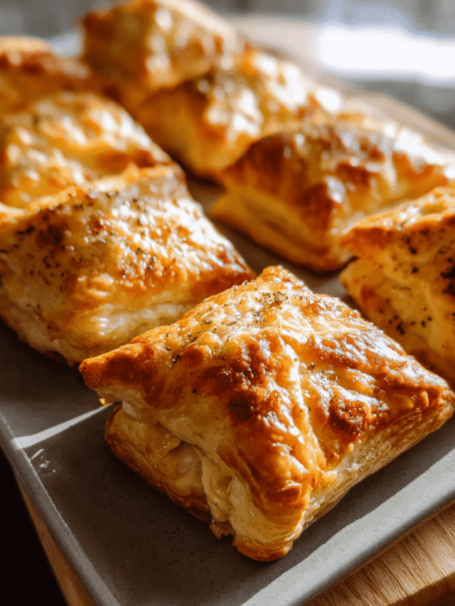 Golden Chicken Puff Pastry filled with creamy seasoned chicken