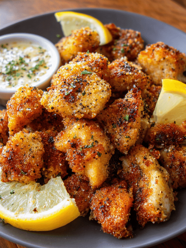 Crispy lemon pepper wings baked until golden and coated in zesty sauce