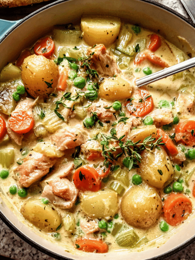 Savory chicken and rice vegetable stew in a bowl