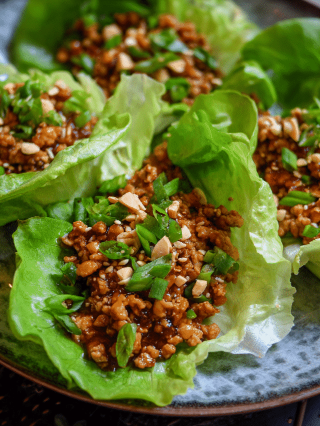 Sweet and Spicy Chicken Lettuce Wraps with fresh toppings
