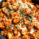25-Minute Chicken Parmesan Pasta in skillet