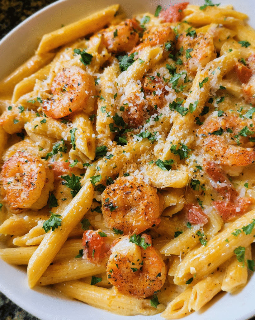 Creamy Cajun Shrimp Pasta with shrimp and penne