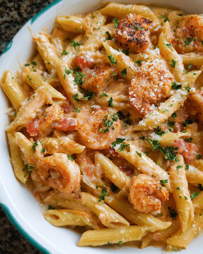 Creamy Cajun Shrimp Pasta with shrimp and penne