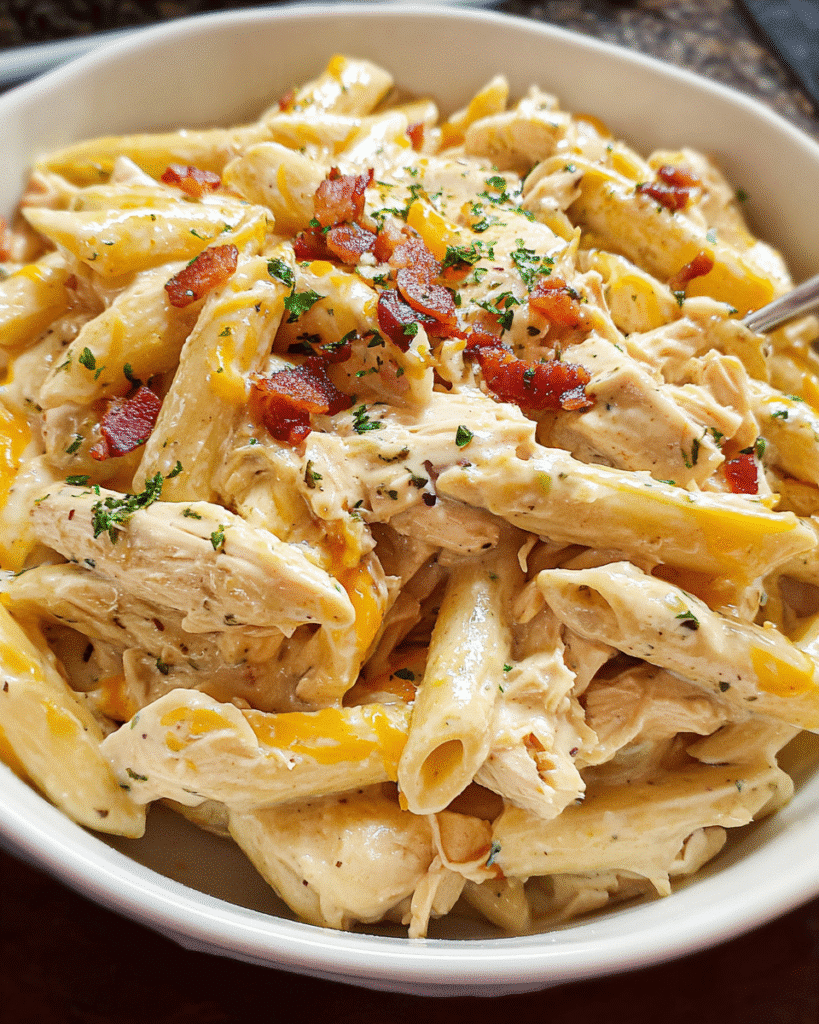 Creamy Chicken Ranch Pasta Bowl with Cheddar and Herbs