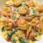 Creamy Tuscan Shrimp Pasta with Spinach and Tomatoes
