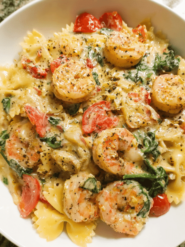 Creamy Tuscan Shrimp Pasta with Spinach and Tomatoes