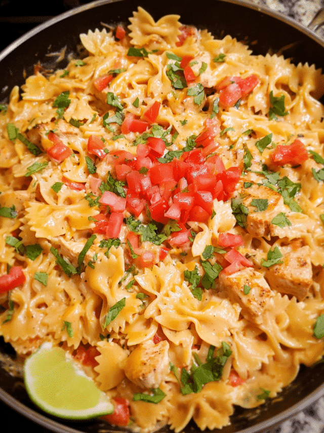 One-Pot Creamy Chicken Taco Pasta in a skillet