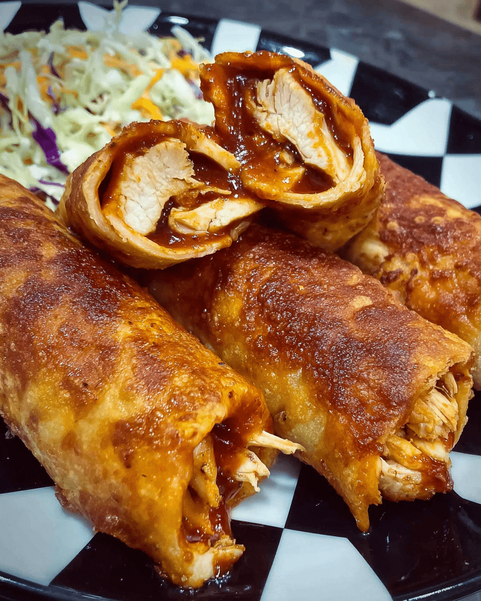 Crispy BBQ chicken wrap with coleslaw and melted cheese