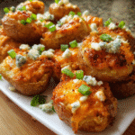 Buffalo Chicken Potato Bites topped with melted cheese and green onions