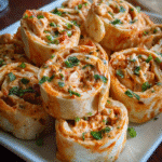 Cheesy chicken taco pinwheels on a serving platter