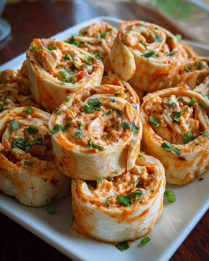 Cheesy chicken taco pinwheels on a serving platter