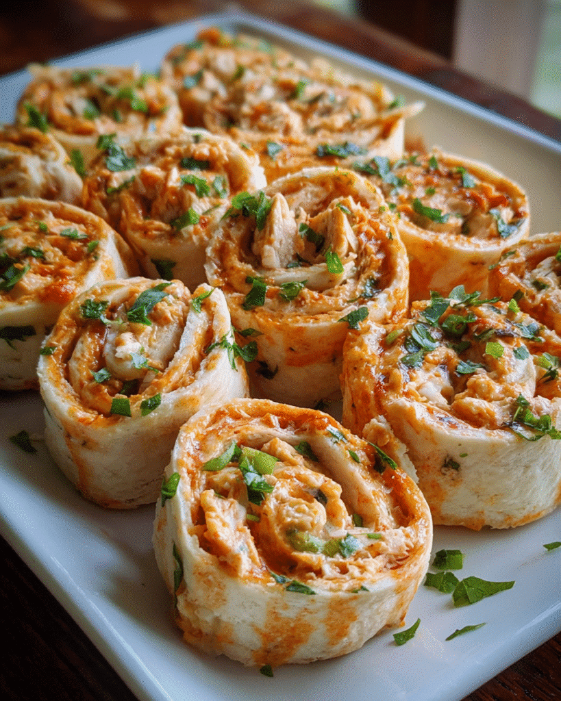 Cheesy chicken taco pinwheels on a serving platter