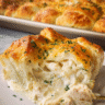 Chicken Alfredo Crescent Rolls baked with creamy Alfredo sauce and melted mozzarella