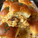Golden Chicken Alfredo Party Sliders fresh from the oven