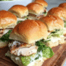 Chicken Caesar Sliders with grilled chicken and Parmesan crisp