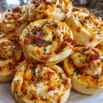 Golden baked Crack Chicken Pizza Rolls on parchment paper