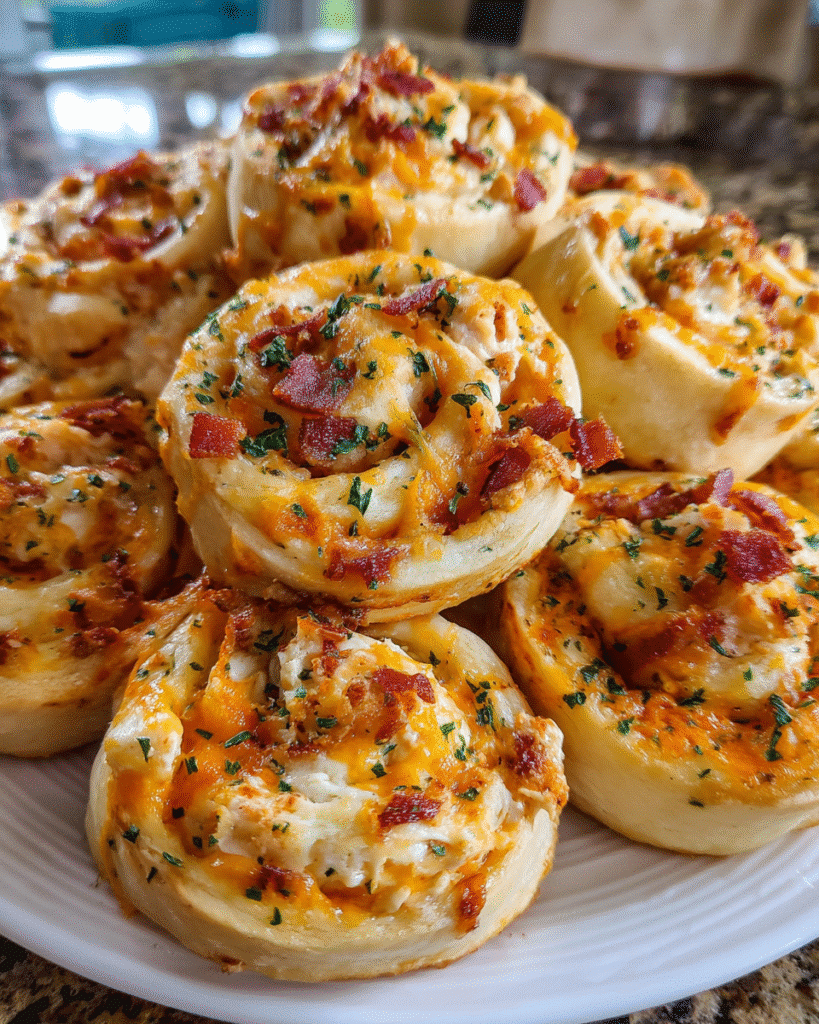 Golden baked Crack Chicken Pizza Rolls on parchment paper