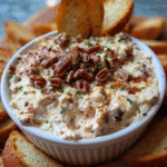 Creamy Chicken Parmesan Dip baked with Parmesan and pecans