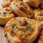 Golden jalapeno popper pinwheels made with puff pastry and cream cheese filling